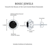 1.6 Carat Round Lab Created Black and White Diamond Halo Stud Earrings
