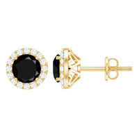 1.6 Carat Round Lab Created Black and White Diamond Halo Stud Earrings