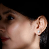 Natural Ethiopian Opal and Moissanite halo stud earrings by Rosec Jewels, showcasing vibrant opals with sparkling moissanite accents.