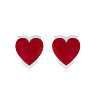 1.3 CT Heart Shape Ruby Solitaire Stud Earrings