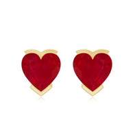 1.3 CT Heart Shape Ruby Solitaire Stud Earrings