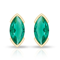 1 CT Marquise Cut Lab Grown Emerald Solitaire Stud Earrings