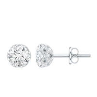 Rosec Jewels 1 Carat Moissanite Stud Earrings with screw back, showcasing sparkling gemstone and secure fastening.