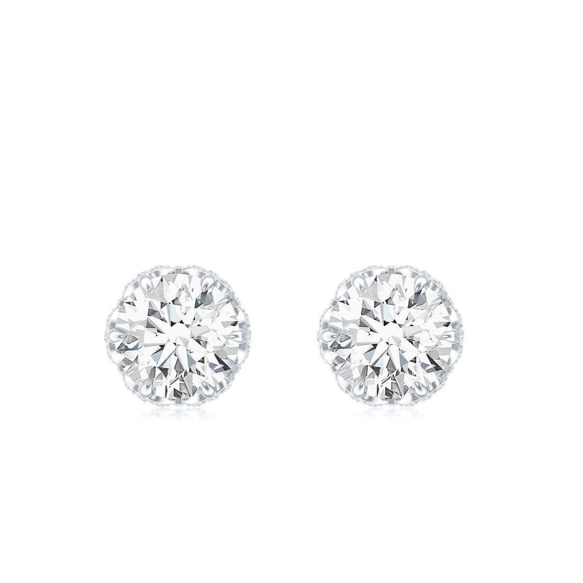 Rosec Jewels 1 Carat Moissanite stud earrings with screw back, featuring sparkling gemstone and secure post.