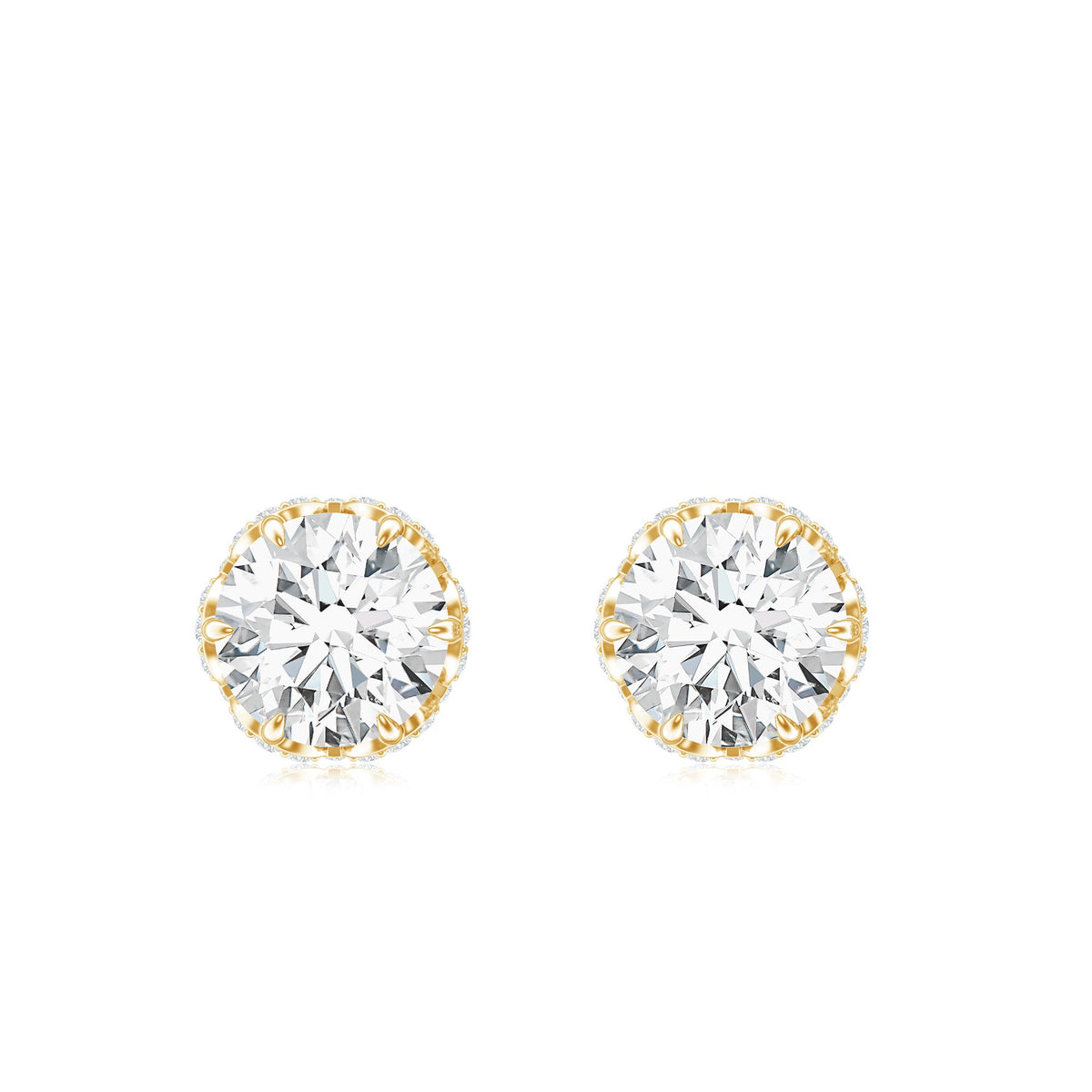 Rosec Jewels 1 Carat Moissanite stud earrings with screw back, featuring sparkling gemstone and secure fastening.