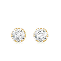 Rosec Jewels 1 Carat Moissanite stud earrings with screw back, featuring sparkling gemstone and secure fastening.