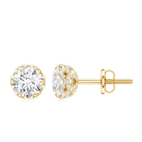 Rosec Jewels 1 Carat Moissanite stud earrings with screw back, showcasing sparkling gemstone and classic earring design.