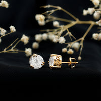 Certified 4 CT Moissanite Stud Earrings in 3 Double Claw Prong Setting
