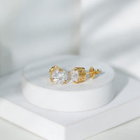 Certified 4 CT Moissanite Stud Earrings in 3 Double Claw Prong Setting