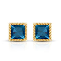 Rosec Jewels 2 Carat Princess Cut London Blue Topaz Stud Earrings showing sparkling blue gemstones in a classic stud design