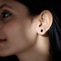 1.2 Carat Emerald Cut Black Onyx Stud Earrings in Silver
