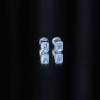 Sterling Silver 1.2 Carat Emerald Cut Aquamarine Stud Earrings