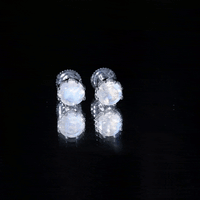 Yellow moonstone solitaire stud earrings by Rosec Jewels with 6 mm decorative design, showcasing elegant gemstone details.