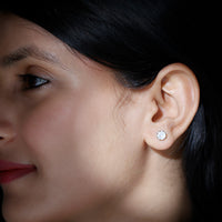 Rosec Jewels 6mm moonstone solitaire stud earrings featuring a decorative set design, showcasing elegant gemstone jewelry.