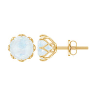Rosec Jewels 6mm moonstone solitaire stud earrings featuring elegant, round moonstones set in classic earring design.