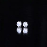 Round Cut Genuine Moonstone and Diamond Stud Earrings