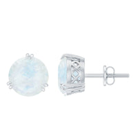 Natural 1.7 Carat Moonstone Stud Earrings with Screw Back