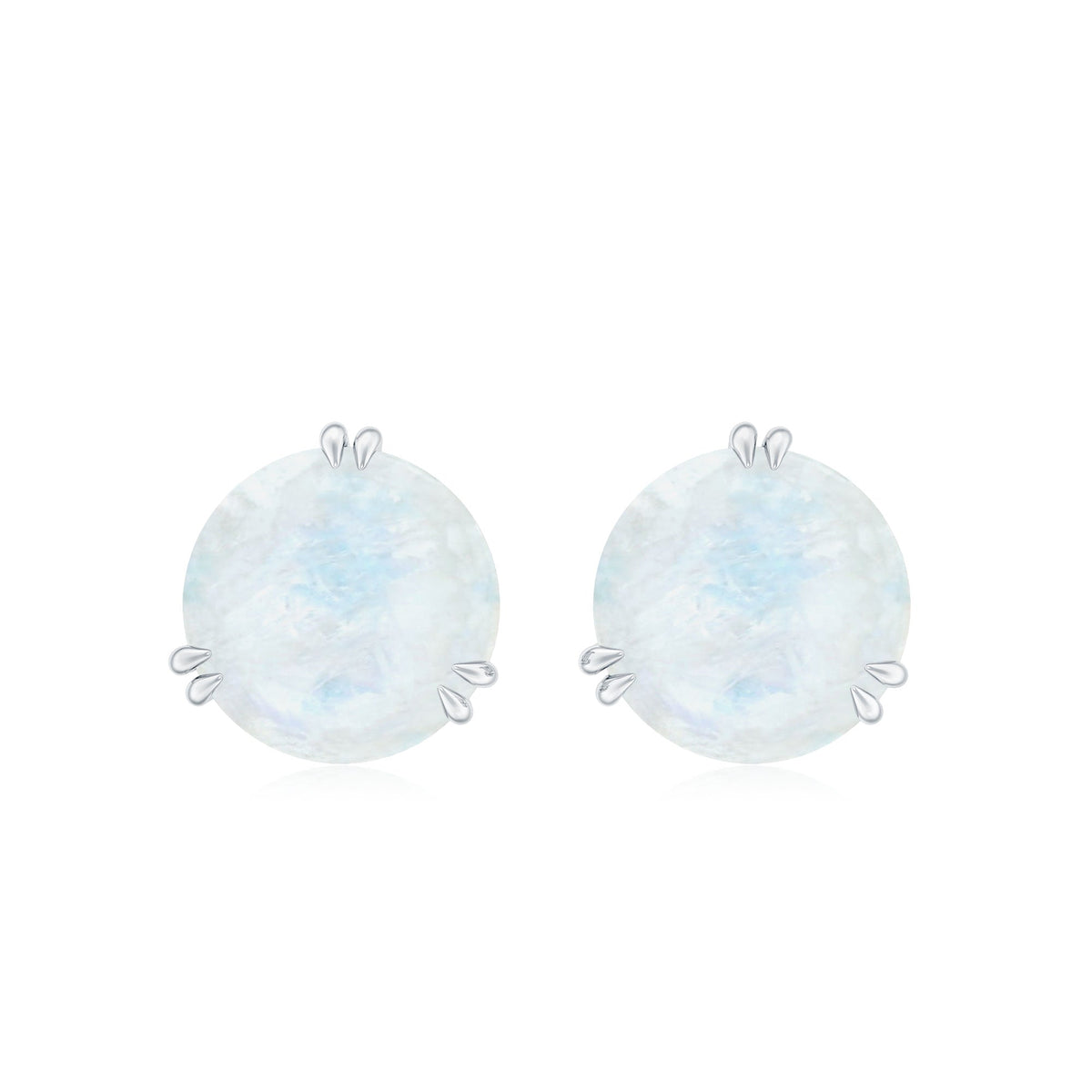 Natural 1.7 Carat Moonstone Stud Earrings with Screw Back
