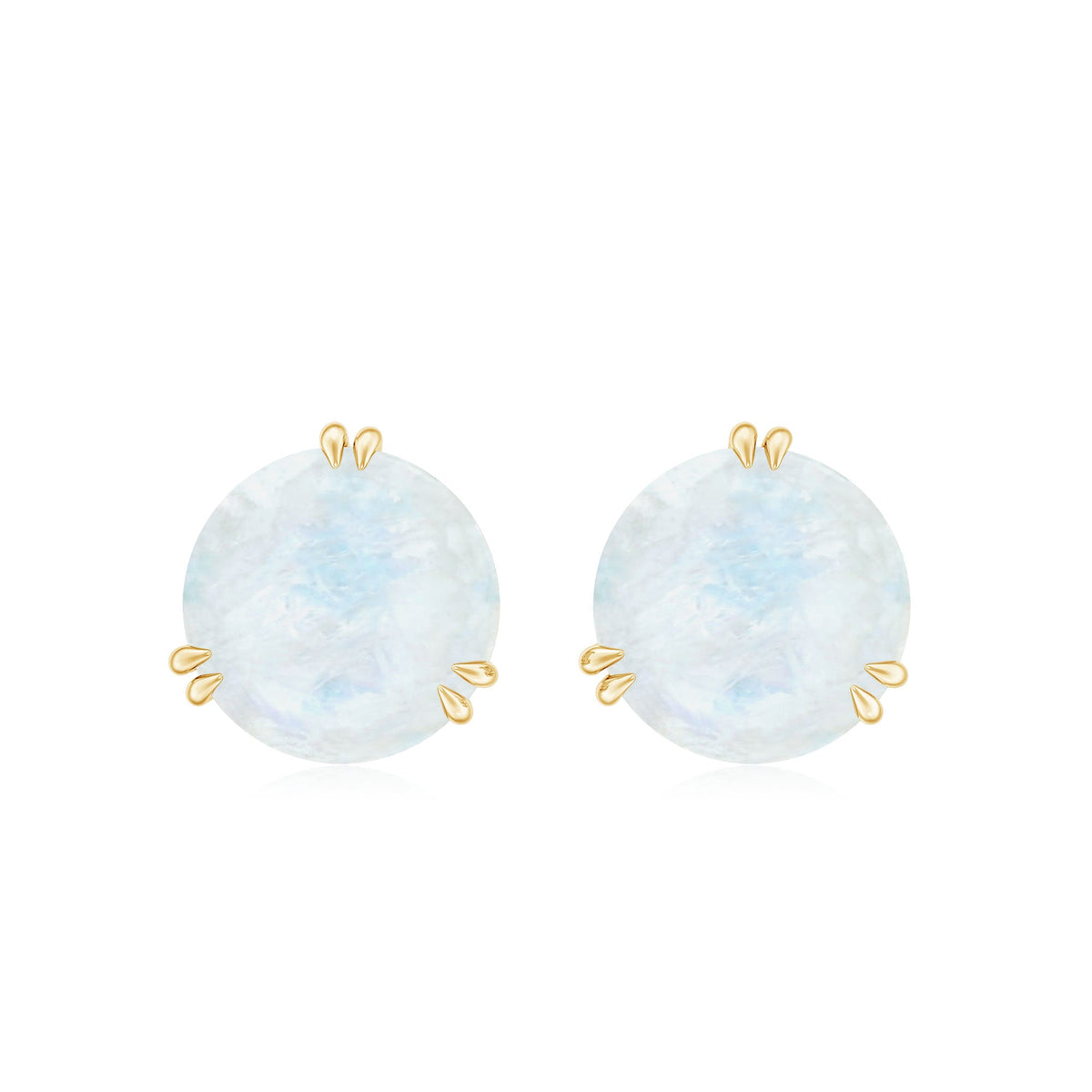 Natural 1.7 Carat Moonstone Stud Earrings with Screw Back