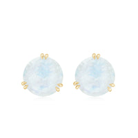 Natural 1.7 Carat Moonstone Stud Earrings with Screw Back
