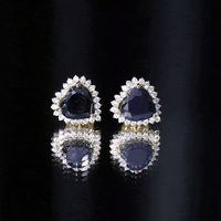 4.8 Carat Lab Created Black and White Diamond Heart Stud Earrings with Halo