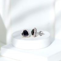 4.8 Carat Lab Created Black and White Diamond Heart Stud Earrings with Halo