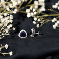 4.8 Carat Lab Created Black and White Diamond Heart Stud Earrings with Halo