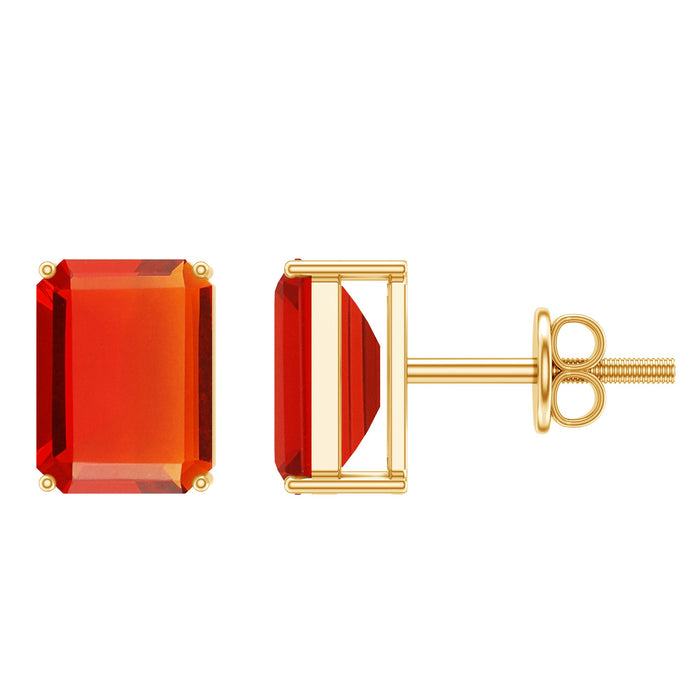 2 CT Emerald Cut Fire Opal Solitaire Stud Earrings for Women