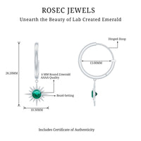 0.5 Carat Round Cut Lab Created Emerald Sunburst Hoop Earrings