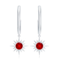 Lab Created Ruby Hoop Drop Earrings With Certificate