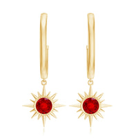 Lab Created Ruby Hoop Drop Earrings With Certificate