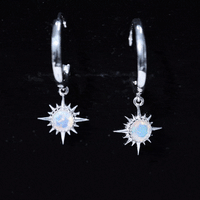 1 Carat Round Shape Ethiopian Opal Sunburst Hoop Earrings