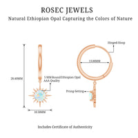 1 Carat Round Shape Ethiopian Opal Sunburst Hoop Earrings