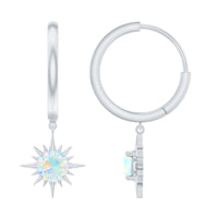 1 Carat Round Shape Ethiopian Opal Sunburst Hoop Earrings