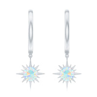 1 Carat Round Shape Ethiopian Opal Sunburst Hoop Earrings