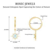 1 Carat Round Shape Ethiopian Opal Sunburst Hoop Earrings