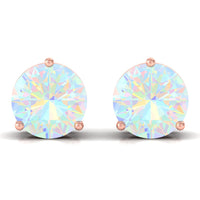 Minimalist Ethiopian Opal Solitaire Stud Earrings