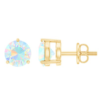 Minimalist Ethiopian Opal Solitaire Stud Earrings