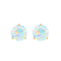 Minimalist Ethiopian Opal Solitaire Stud Earrings