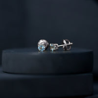 0.5 Carat Genuine Aquamarine Solitaire Stud Earrings in Double Claw Prong Setting