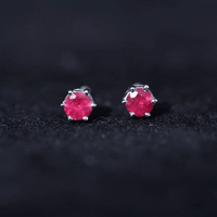 Minimalist Ruby Solitaire Stud Earrings for Women