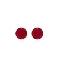 Minimalist Ruby Solitaire Stud Earrings for Women