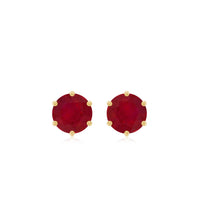 Minimalist Ruby Solitaire Stud Earrings for Women