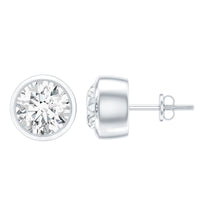 Certified Moissanite Solitaire Stud Earrings in Bezel Setting