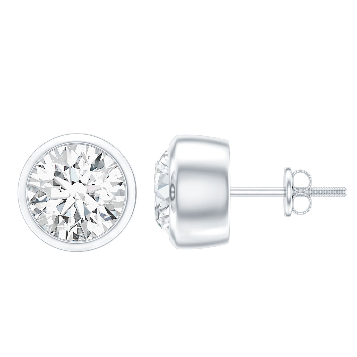 Certified 0.6 Carat Moissanite Stud Earrings in Bezel Setting