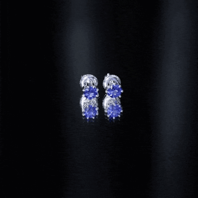 Natural 1.9 carat blue sapphire solitaire stud earrings by Rosec Jewels, featuring vibrant blue sapphires set in elegant earring design
