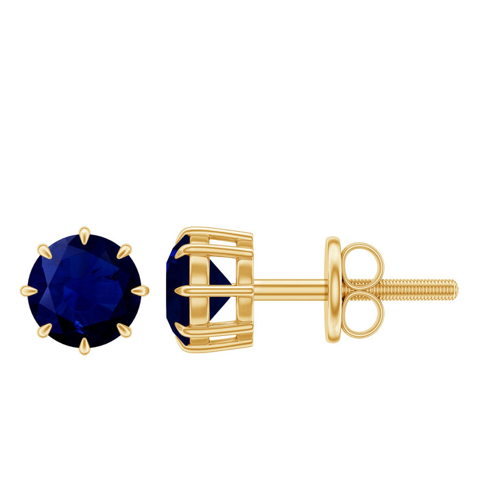 Natural 1.9 carat blue sapphire solitaire stud earrings by Rosec Jewels, featuring sparkling blue sapphires set in classic earrings.