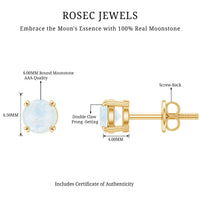 0.74 Carat Moonstone Solitaire Stud Earrings for Women