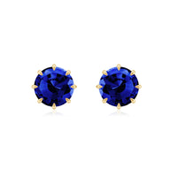 Lab Created Round Blue Sapphire Solitaire Stud Earrings in Claw Setting