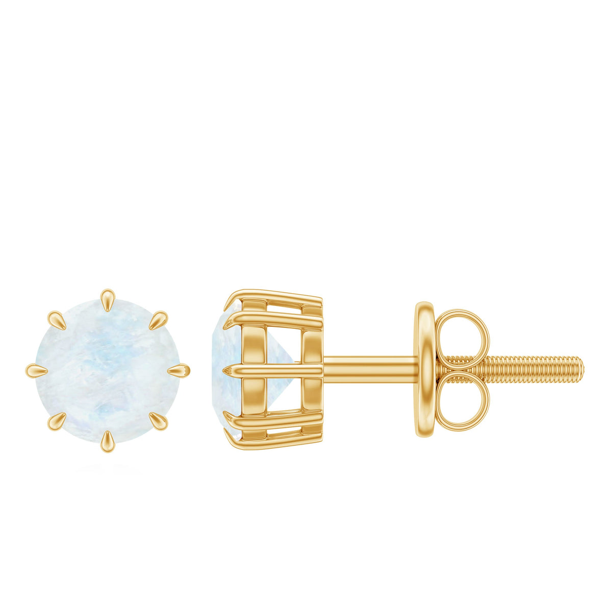 Real 0.7 Carat Moonstone Stud Earrings with Screw Back